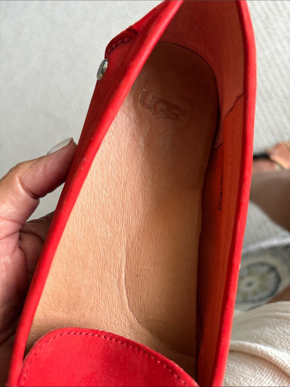 UGG Red Suede Slip-On Moccasins - Picture 3 of 5
